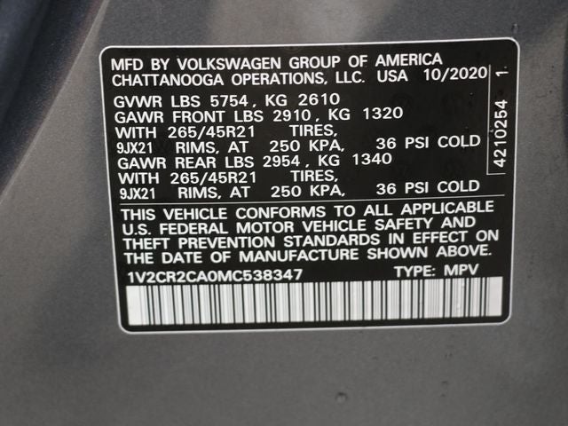 2021 Volkswagen Atlas 3.6L V6 SEL R-Line