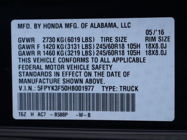 2017 Honda Ridgeline RTL