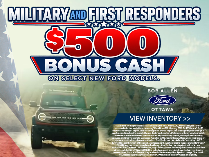 Military & First Responders get $500 at Bob Allen Ford - Ottawa in Ottawa