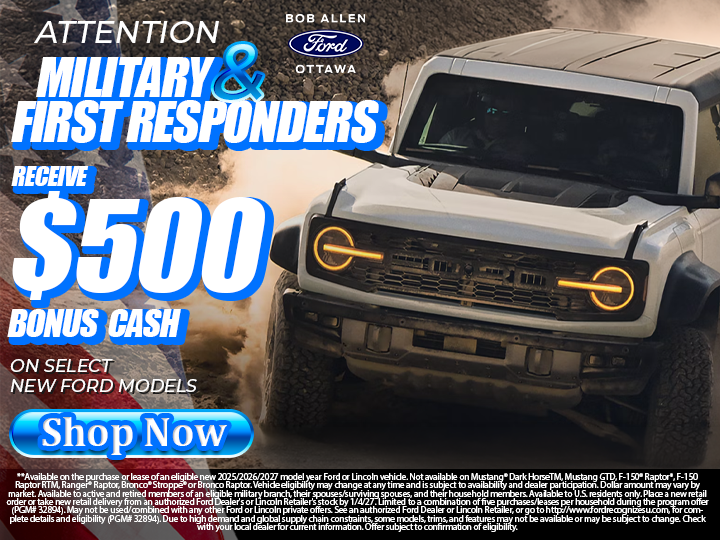 Military & First Responders get $500 at Bob Allen Ford - Ottawa in Ottawa